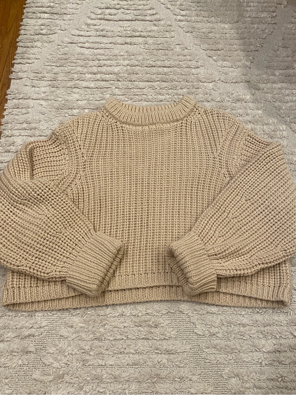 James Street Co LOWE Chunky Knit Crewneck Sweater in Beige Sz M